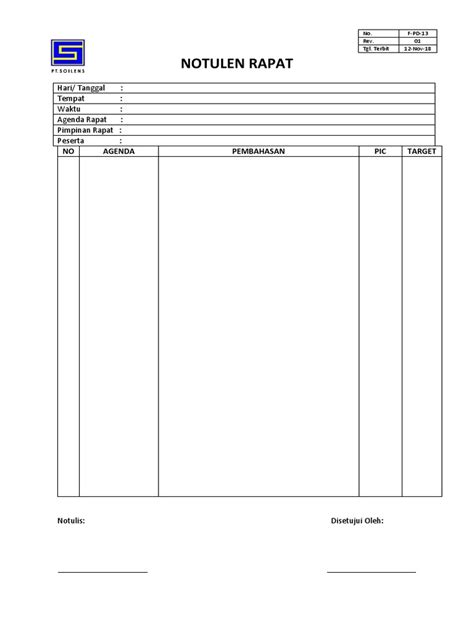 Template Notulen Rapat Pdf