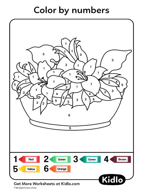 Color By Numbers Flowers Worksheet 44