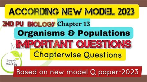 Puc Biology Important Questions Chapter Chapterwise Q Exam