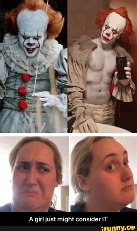 Four Different Pictures Of People Dressed As Clowns One Is Holding A