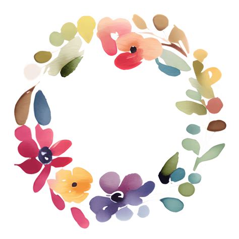 Colorful Floral Wreath Digital Graphic Watercolor Art · Creative Fabrica