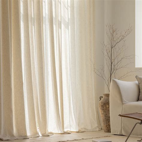 natures hug cream oatmeal heavy linen voile curtain