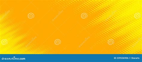 Bright Yellow Banner With Halftone Effect Stock Vector Illustration