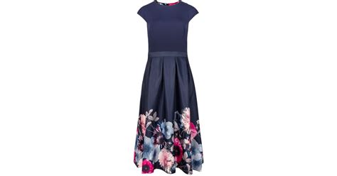 Ted Baker Valquir Poppy Print Full Dress In Blue Lyst UK