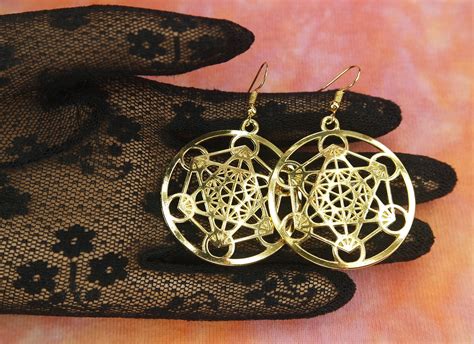 Big Metatrons Cube Earrings Large Ear Rings In T Box Pick Etsy