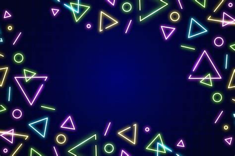 Premium Vector | Neon geometric shapes background