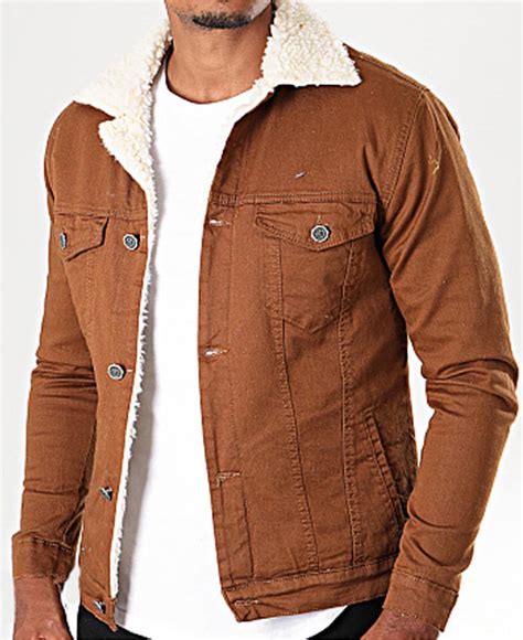 Correspondant Sommet Consensus Veste En Jean Homme Col Mouton