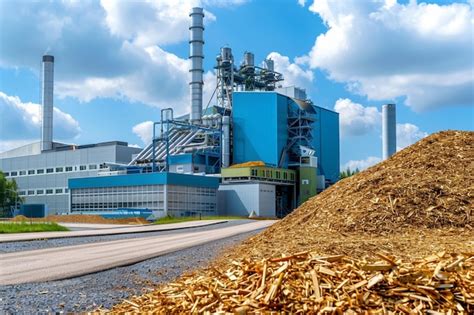 Premium Photo Biomass Power Plant With Wood Chips Being Used For