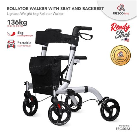 Fresco Rollator Walker With Seat And Backrest The Lightest Weight 6kg