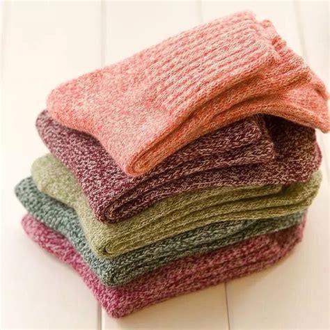 5 Solid Colors Winter Wool Blend Thick Women Fashion Socks, Cute Short ...