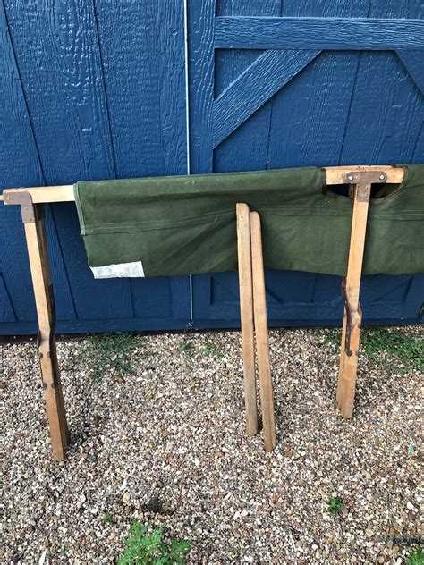 Vintage Cot Day Bed Military Camping Army Folding Canvas Etsy