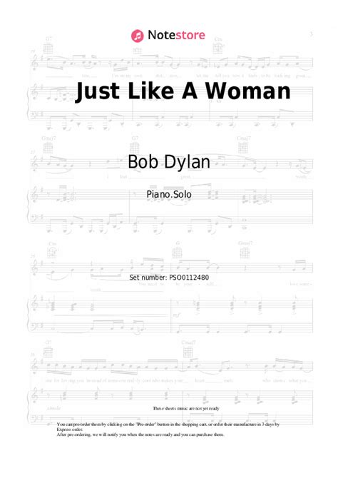 Just Like A Woman Piano Sheet Music Bob Dylan In Note Piano