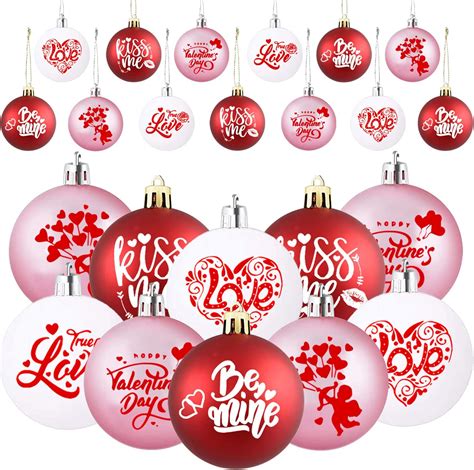 24 Pieces Valentines Day Hanging Balls Ornaments Happy