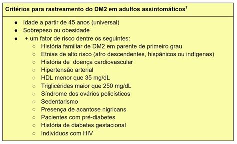 Rastreamento Diretriz Da Sociedade Brasileira De Diabetes Ed