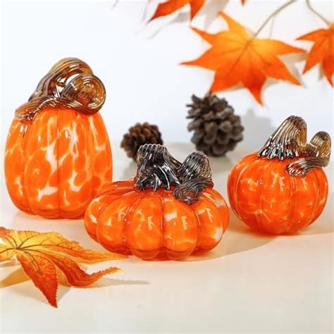 Hdcrystalts 2 5 Hand Blown Glass Pumpkin Figurine Glass Pumpkins For Decorating