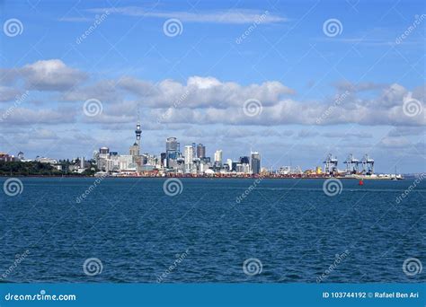 Centro Da Cidade De Auckland E Portos Da Skyline De Auckland Fotografia