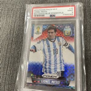 Lionel Messi 2014 Prizm World Cup 12 Red White Blue Power Plaid PSA 9