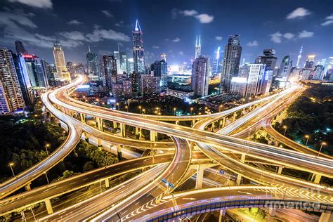 Shanghai Highway At Night by Yongyuan Dai