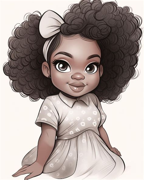 Desenho De Desenho Animado De Uma Menina Um Grande Cabelo Afro