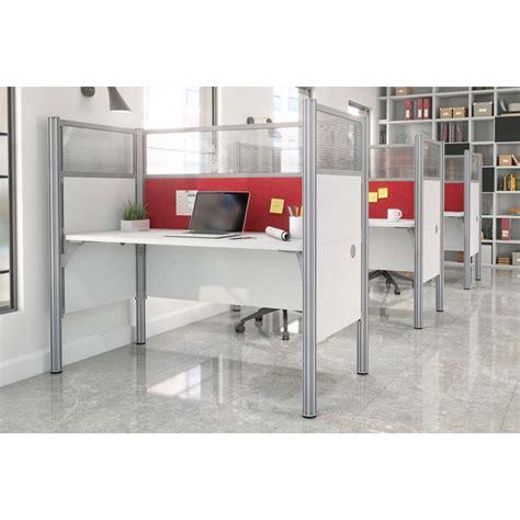 Bestar Pro Biz W Single Office Cubicle With Red Tack Board And High