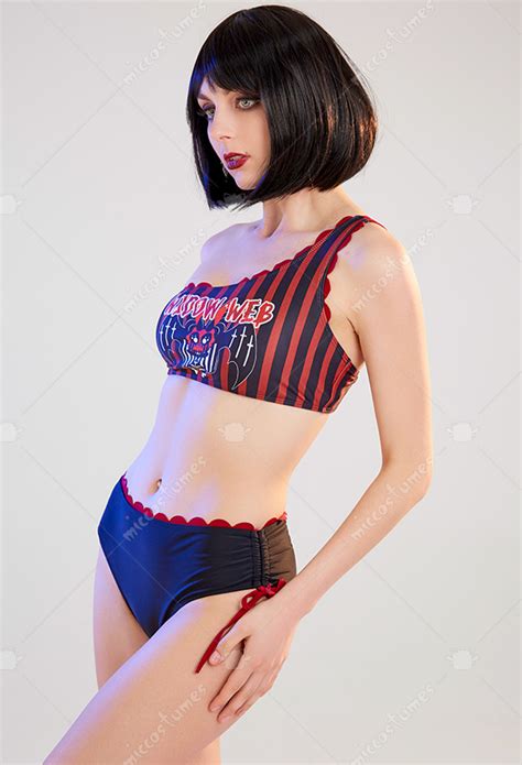 Striped Swimsuits One Shoulder Bathing Suits Bikini Sets For Sale