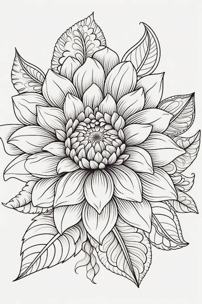 Un Dessin En Noir Et Blanc D Une Fleur Avec Des Feuilles Et Le Mot