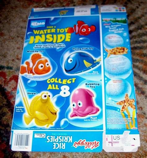 Kelloggs Rice Krispies Empty Cereal Box With Finding Nemo Toy Offer