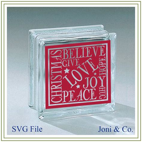 Christmas Svg File Christmas Glass Block Svg Cut File Glass Etsy