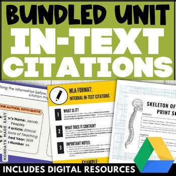 In Text Citations Unit Citing Text Evidence Lesson And Worksheets