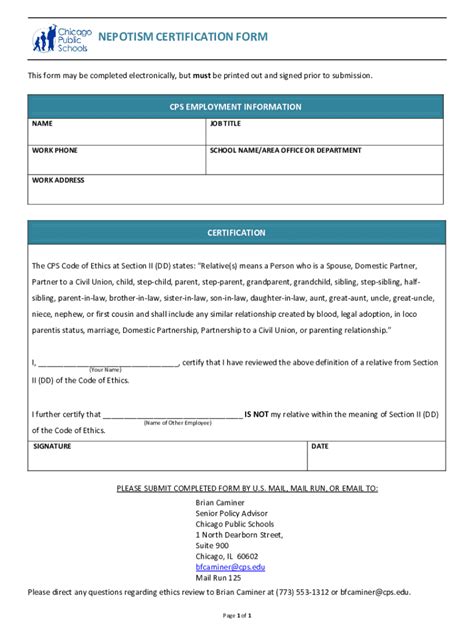 Fillable Online Nepotism Certification Form Fax Email Print Pdffiller