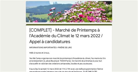 Complet March De Printemps L Acad Mie Du Climat Le Mars