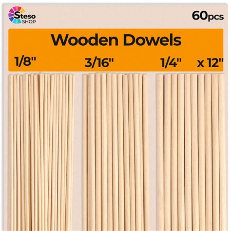 Wooden Dowel Rods For Craft Pcs Round Wood Dowels Inch In