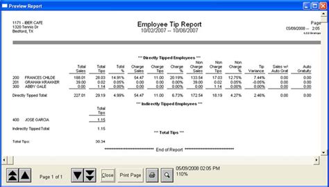 aloha pos viewing  boh employee tip report ncr docs