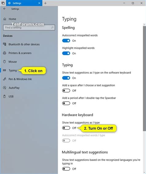 Turn On Or Off Text Suggestions For Hardware Keyboard In Windows 10