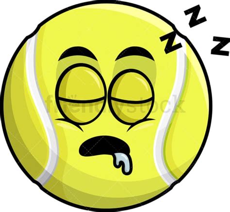 Sleeping Tennis Ball Emoji Cartoon Clipart Vector Friendlystock