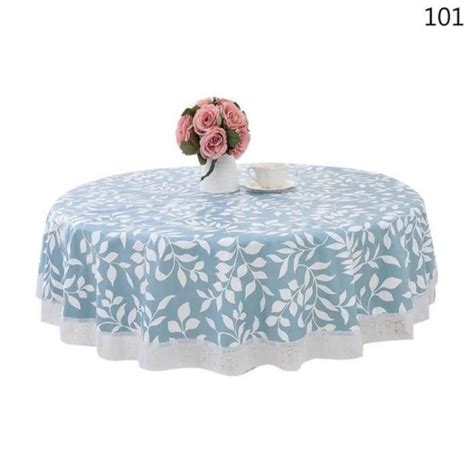 Blue Lace 137cm Nappe ronde en PVC imperméable en dentelle de fleurs