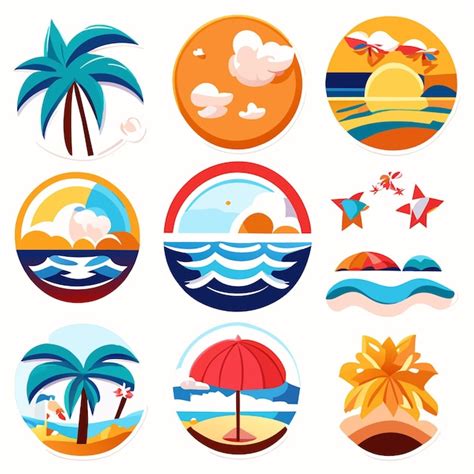 Premium Vector Sticker Set Summer Beach Vector