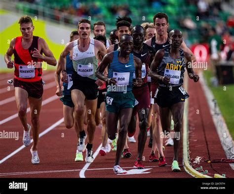 May 27 2022 Eugene Or Usa Samuel Chelanga And Emmanuel Bor Leads The 10 000 Meter Pack Into