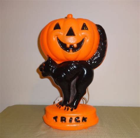 Vintage Halloween Black Cat Trick Lighted Blow Mold Etsy Black Cat