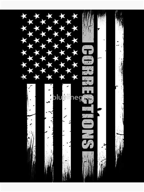 Corrections Officer Thin Silver Line Flag Poster For Sale By