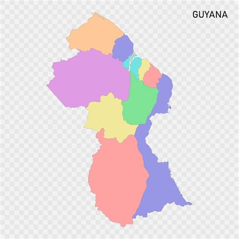 Premium Vector Isolated Colored Map Of Guyana With Borders