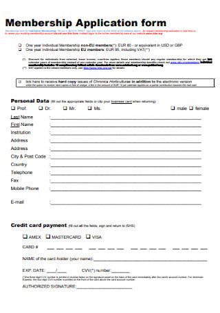 Sample Membership Application Forms In Pdf Ms Word