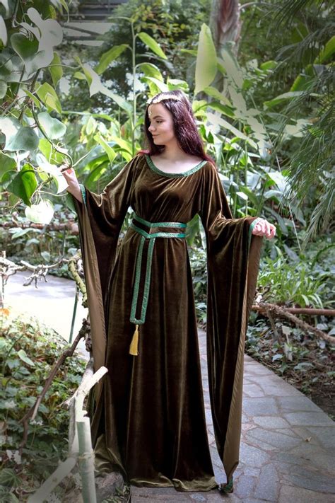 Elf Dress Velvet Medieval Dress Green Elf Dress Made To Etsy Elf