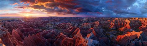 Spectacular Sunset Over The Badlands A Breathtaking Panoramic View Of