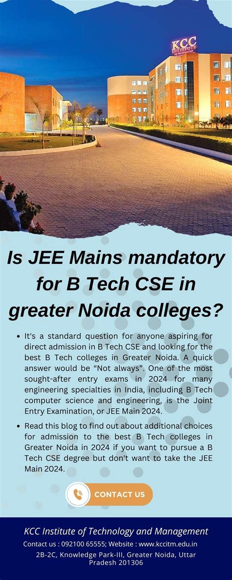 Is Jee Mains Mandatory For Admission In B Tech Cse In Greater Noidas