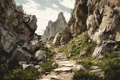 premium ai image rock path mountain generate ai