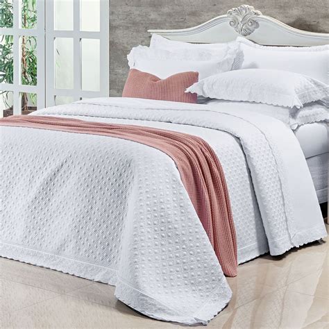 Colcha 100 Algodão Queen - Kit Colcha Queen Size Branco 400 Fios Egípcio 100% Algodão + Jogo de ...