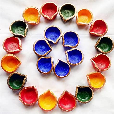 Colorful Clay Diyas Diwali Diy Diya Decoration Ideas Diya Designs