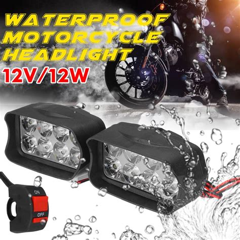 Buy 2Pcs Universal 12V 1200 LM High Brightness Motorcycle Headlamp