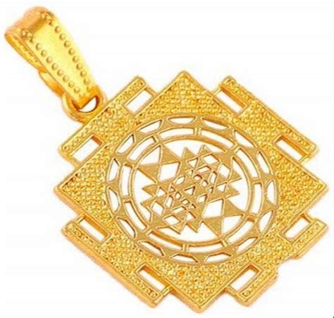 Golden Shri Yantra Metal Panchdhatu Gold Plated Pendant Gram Size